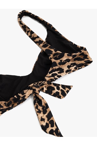 Koton Mat Kumaş V Yaka Leopar Desenli Bikini Üst Kahverengi Desenli 5sak10027mm Kahverengi Desenli