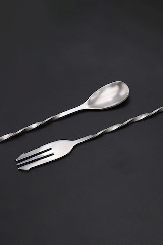 304 Çelik 32 Cm Çatallı Kokteyl Karıştırma Barmen Kaşığı Cin582 Gri