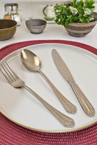 Lugga Maya Eskitme Gold Yemek Çatal Kaşık Bıçak Takımı 18 Parça Eskitme - Gold