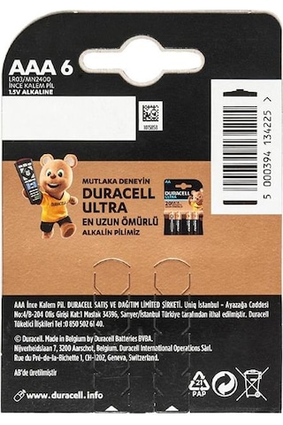 Duracell Basic İnce Aaa Kalem Pil 6'lı