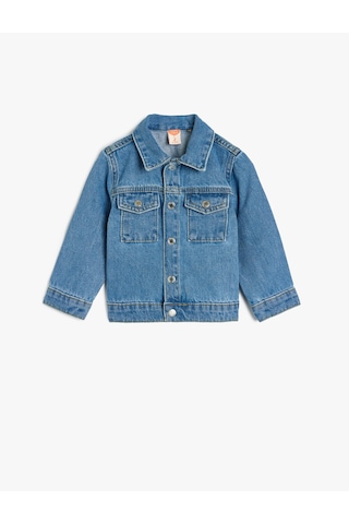 Koton Pamuklu Uzun Kollu Cep Detaylı Düğmeli Denim Ceket Açık İndigo 5smb60001td