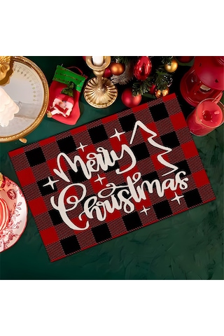 4 Adet Noel Ağaçları Kar Pembe Noel Amerikan Servisleri Kış Masa Örtüleri P Beyaz-sarı Beyaz - Sarı