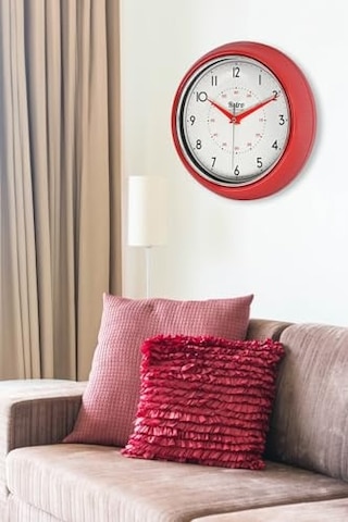 Serisi Retro Tasarım Metal Kadranlı Bombeli Cam Özellikli 30 Cm Ev Ve Ofis Saati Kırmızı 30cm Genel