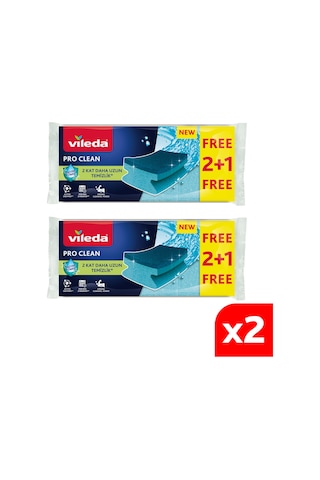Vileda 2 Paket 3lü Pro Clean Düz Bulaşık Süngeri Vld0000000461