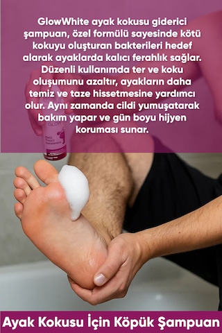 Glow Whıte Ayak Koku Giderici Köpük Şampuan Doğal Çay Ağacı Ve Nane Yağı Özlü 100 Ml