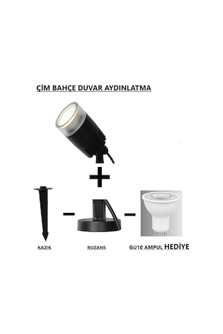 Seka Tech Zita Çim Bahçe Duvar Aydınlatma Ampul Rozanslı ve Kazıklı Armatür