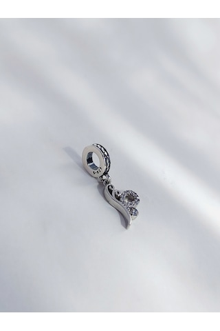 Keskin Gümüş 18 Ayar Altın Kaplama Işıltılı Kelebek Tasarım Gümüş Kadın Charm