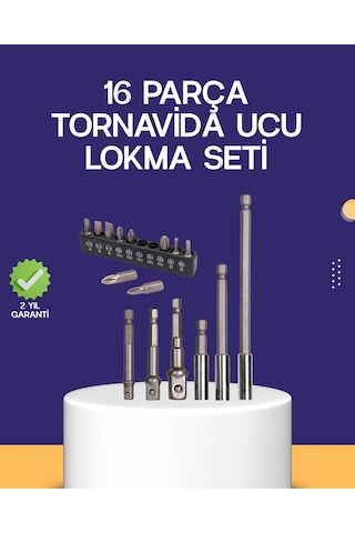 16 Parça Bits Ve Adaptör Seti Vidalama Tamir Bakım Seti