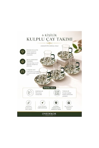 6 Kişilik Willow Çay Bardağı Seti-5872 Yeşil