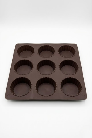 Silikon Tartolet Kek Kalıbı 9 Gözlü 24,5 X 24,5 Cm Mini Tart & Tatlı Kalıbı Silikon Gri Diğer