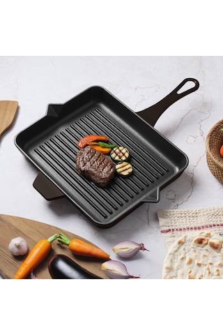 Aryıldız Duo Cast Grill Tava Kahverengi 26x32 Cm Renkli