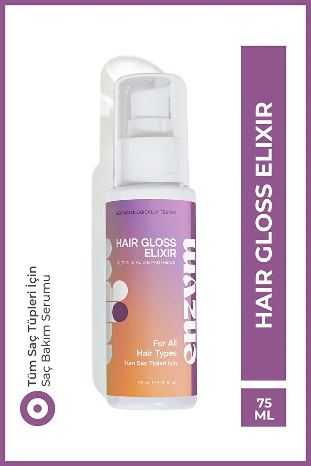 Enzym Cosmetics Gloss Elixir Parlaklık Ve Pürüzsüzlük Verici, Canlandırıcı Saç Bakım Serumu 75 Ml