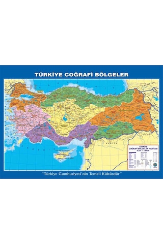 Artı Türkiye Coğrafi Bölgeler Haritası 70X100