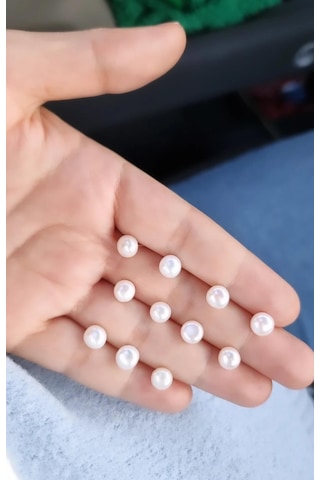 Tekli İthal Doğal İnci Pearl Vidalı Gümüş Küpe -8094