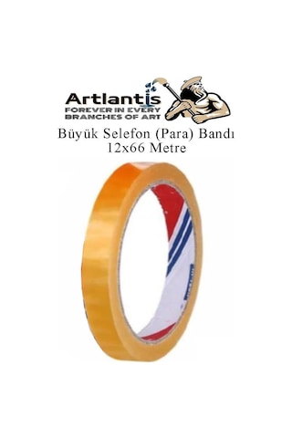 12x66 Metre Selefon Bant 1 Adet Büro Bandı Büyük Bant Makinelerine Uyumlu Şeffaf Para Bandı Artlantis Kırtasiye Bandı 1 Adet