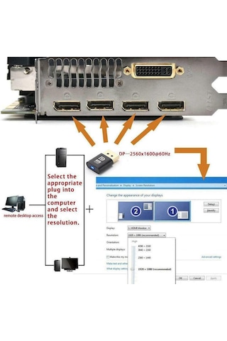 Displayport 4k Uhd Dummy Plug Sanal Monitör Ekran Kart Emülatörü