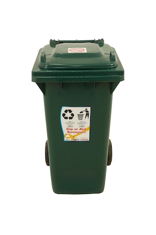 Sağlam Plastik Çöp Ve Atık Konteyneri 240 Lt Tekerlekli Eko Yeşil