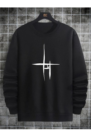 Altamira Unisex Çizgi Baskı Bisikletyaka Sweatshirt 001