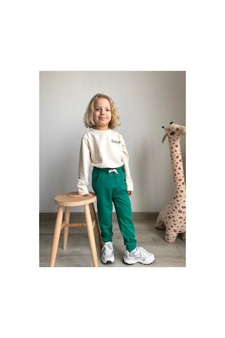Heyadventure Erkek / Kız Çocuk Jogger Eşofman Altı Cepli Paçası Kaşkorseli Yeşil Yeşil