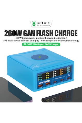Relife Rl-304r 260 Watt 5 Portlu Wireless Özellikli Akıllı Şarj İstasyonu