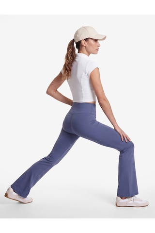 Koton Yüksek Bel Slim Fit Baskılı İspanyol Paça Spor Tayt Lila 7wak40268nk