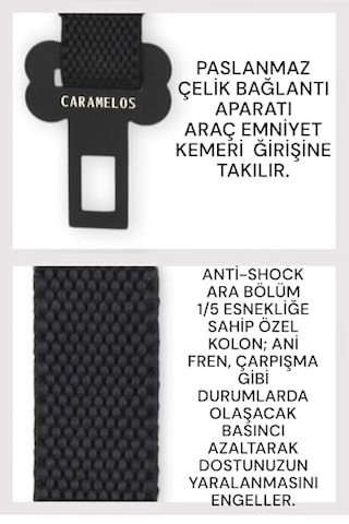 Caramelos Kedi Ve Köpek Araç Emniyet Kemeri, Araç Tasması Desen 3-tek Ebat Çok Renkli