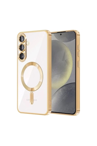 Samsung Galaxy Uyumlu A37 5g Kılıf M-safe Özellikli Kamera Lensli Korumalı Şeffaf Silikon Kapak Gold