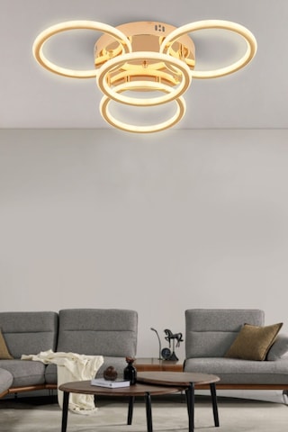 Eksen Gold 3+1 Kumandalı Ve Dimerli Beyaz, Sarı, Gün Işığı Ledli Plafonyer Avize Sb-ld-505 Gold