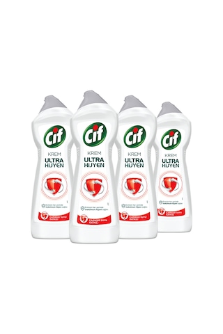 Cif Krem Ultra Hijyen Çamaşır Suyu Katkılı Yüzey Temizleyiciler 4 x 675 ML