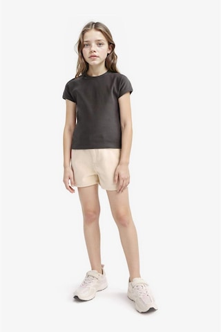 DeFacto Kız Çocuk Slim Fit Dar Kesim Bisiklet Yaka Basic Düz Fitilli Kaşkorse Kısa Kollu Tişört B3053A825SMAR211 Antrasit