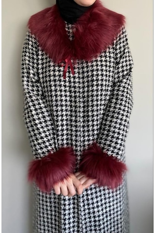 Kürk Yaka / Yaka Kürkü Kollu Takım Bordo Bordo