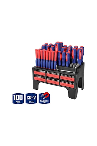 Workpro Wp200560 100 Parça Duvar Askı Aparatlı Profesyonel Cr-v Manyetik Tornavida Ve Bits Uç Seti Fr Wp200560