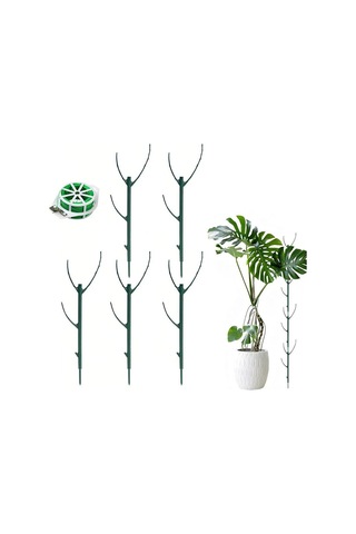 Geeksen Bitkiler İçin Yüksek Dayanıklı Plastik Destek Sütunları - Yığılabilir Tasarım, 5 Adet Sütun + 20m Bağlama İpi, İç/çevre Kullanıma Uygun