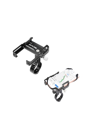 Gub P10 Alüminyum Alaşımlı Bisiklet Gidon Braketi Tutucu Cep Telefonu Gps Standı Silikon Motosiklet Bisiklet Montajı - Siyah