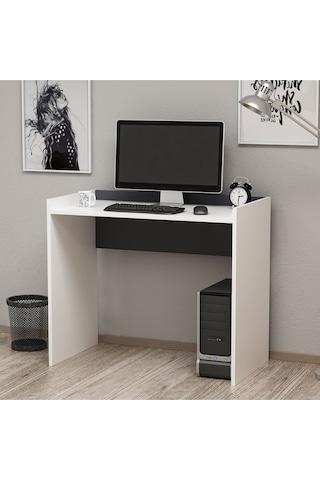 Basic Çalışma Masası - Beyaz / Siyah Beyaz / Siyah