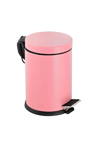 Premium Serisi 3 Litre Hacimli Paslanmaz Banyo-mutfak Pedallı Çöp Kovası Pembe