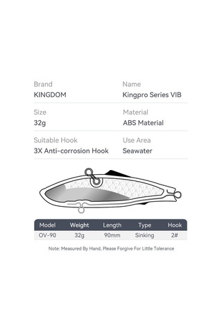 Krallık Ov-90 Balıkçılık Cazibesi Batan Vıb 90mm 32g Wobblers Yapay Sert Yemler Deniz Balıkçılığı İçin Uzak Döküm Tuzlu Su Trolling