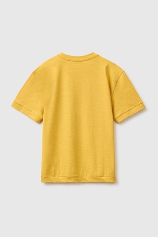 United Colors Of Benetton Erkek Çocuk Hardal Sarısı Önü Baskı Detaylı Bisiklet Yaka T-shirt 6-14 Yaş -2850