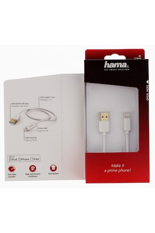 Hama Apple Uyumlu iPhone Lightning Usb Kablo Beyaz
