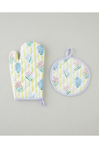 English Home Garden Petals 2'li Fırın Eldiveni Ve Tutacak Seti Sarı Sarı