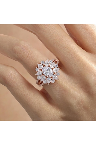 Mia Vento Effective Diamond Paris Işıltısı Rose Renk Işıltılı Gümüş Yüzük