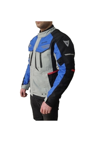 Venom Kopenhag Motosiklet Montu Gri-mavi Full Koruma Motorcu Montu