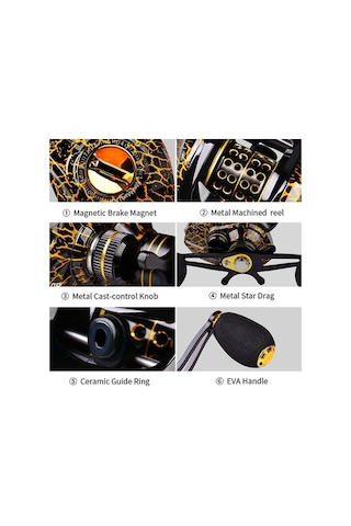 Novahub Abu Balıkçılık Makarası Siyah/sarı W10 Mikro Sol El Balıkçılık Makarası - 10kg Maks. Sürükleme - 7,2:1 Dişli Oranı