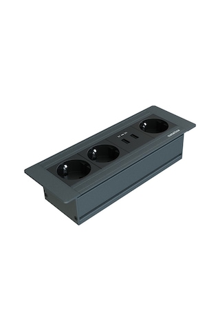 Metalline® Flat-line Kapaksız Gömme Masaüstü Priz Kutusu Usb - An