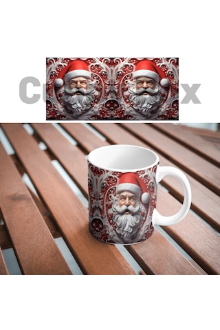 Yeni Yıl Noel Baba Baskılı Kupa Bardak
