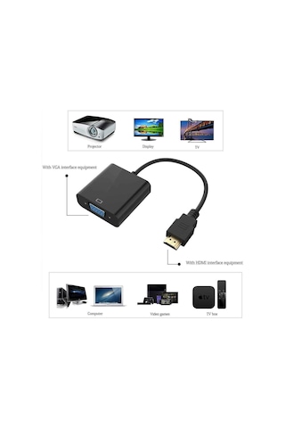 Hdmi To Vga Kablo Çevirici Siyah
