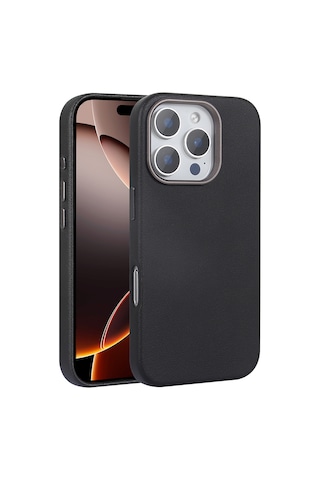 Apple Uyumlu iPhone 16 Pro Max Kılıf M-safe Şarj Özellikli Pu Deri Zore Adora Kapak Siyah