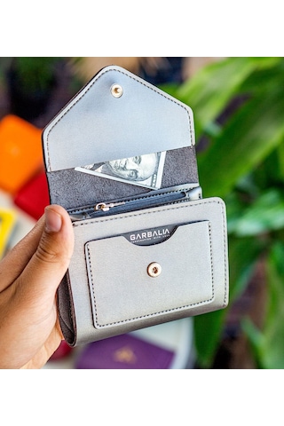 Bk Gift Kişiye Özel İsimli Vegan Deri Mini Antrasit Kadın Cüzdanı, Sevgiliye Hediye, Anneye Hediye, Arkadaşa Hediye Renkli Çok Renkli
