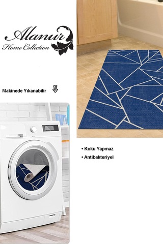 Dekoreko Kaymaz Taban Djt Banyo Halısı Trend Modern 717 lacivert