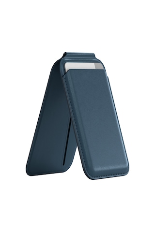 Buff Apple Uyumlu iPhone Walletmag 2.0 Stant Manyetik Deri Cüzdan Blue Mavi